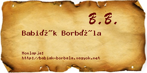 Babiák Borbála névjegykártya